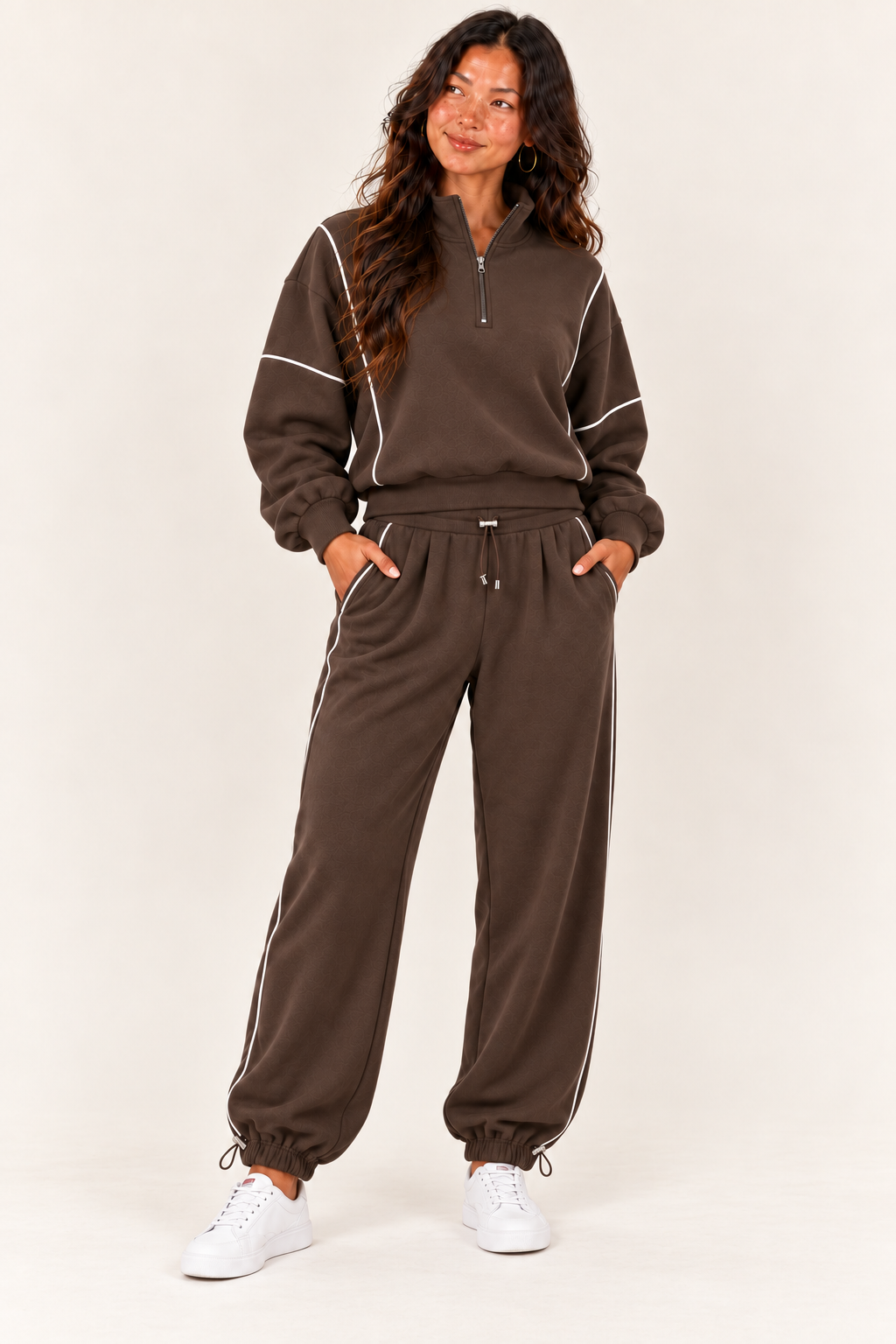 Women’s Oversized Quarter-Zip Two-Piece Set.