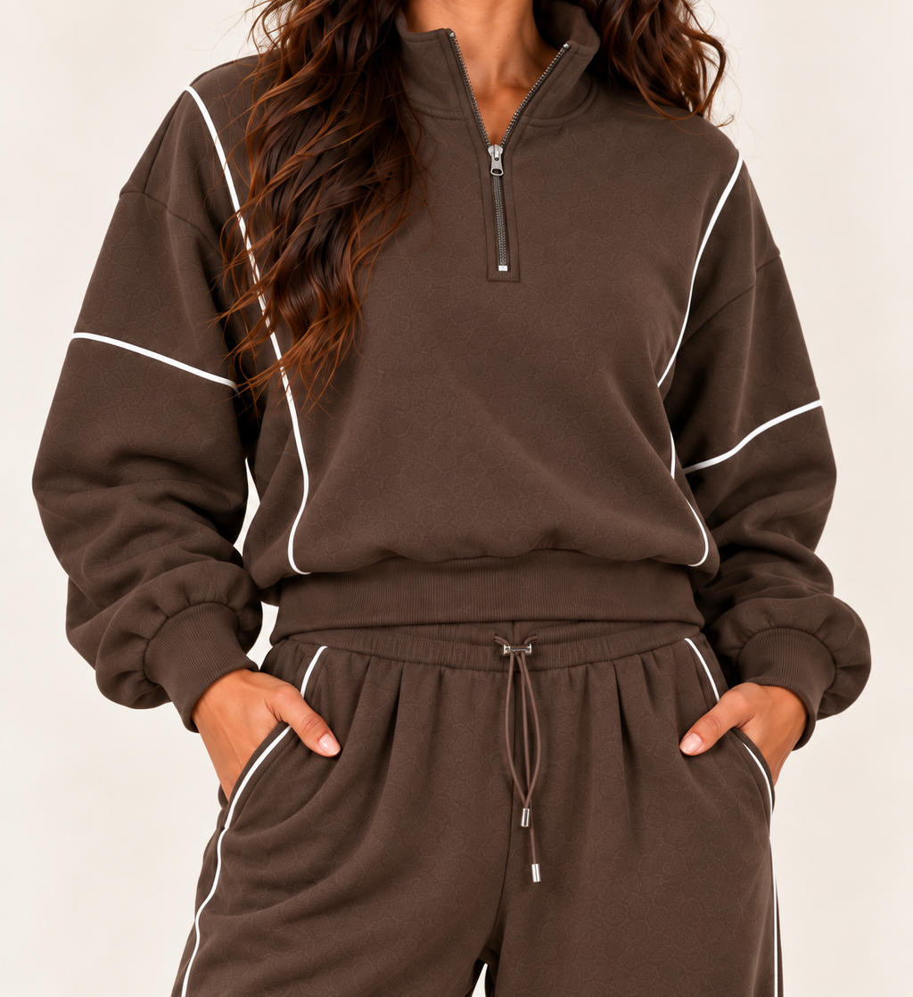 Women’s Oversized Quarter-Zip Two-Piece Set.