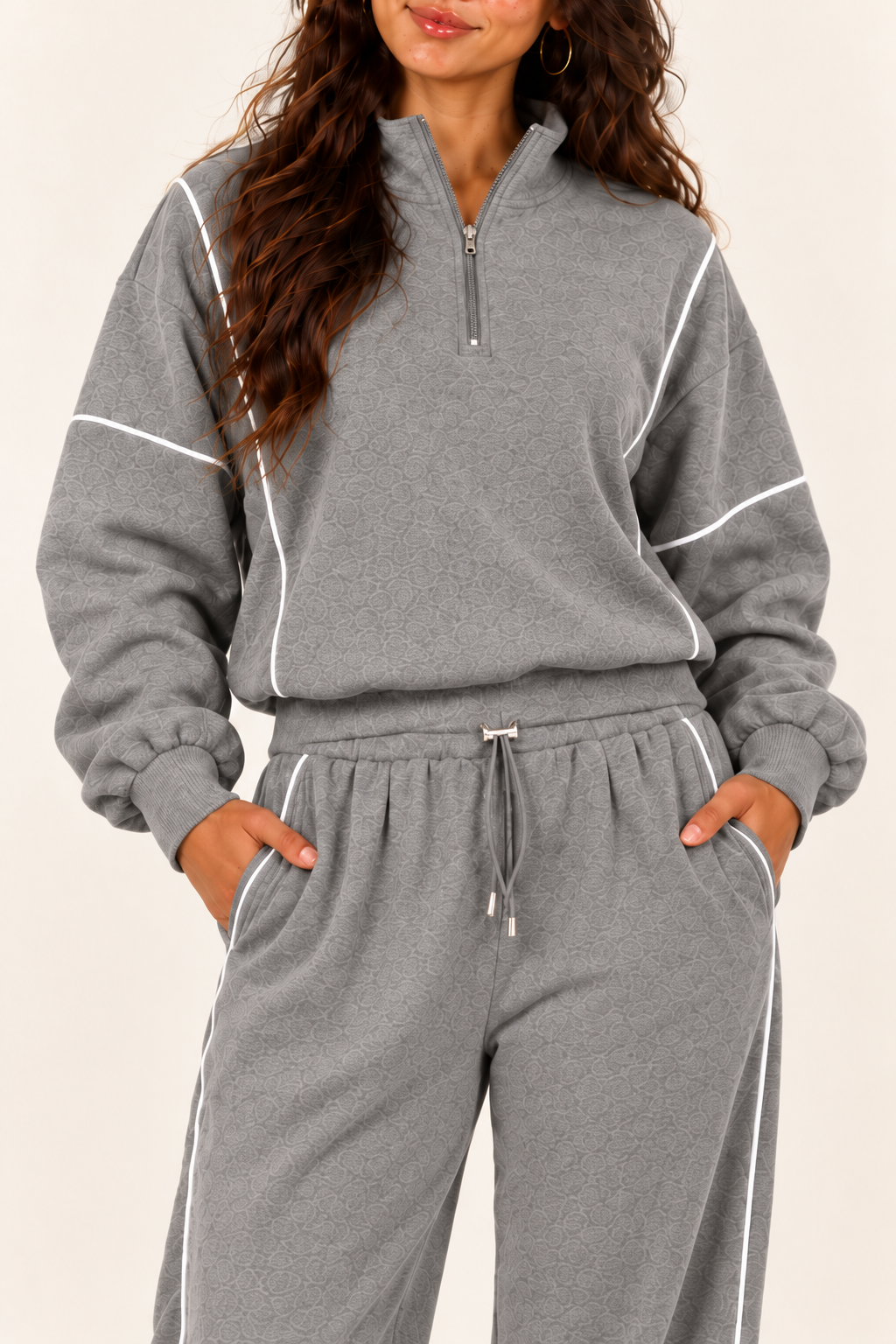 Women’s Oversized Quarter-Zip Two-Piece Set.