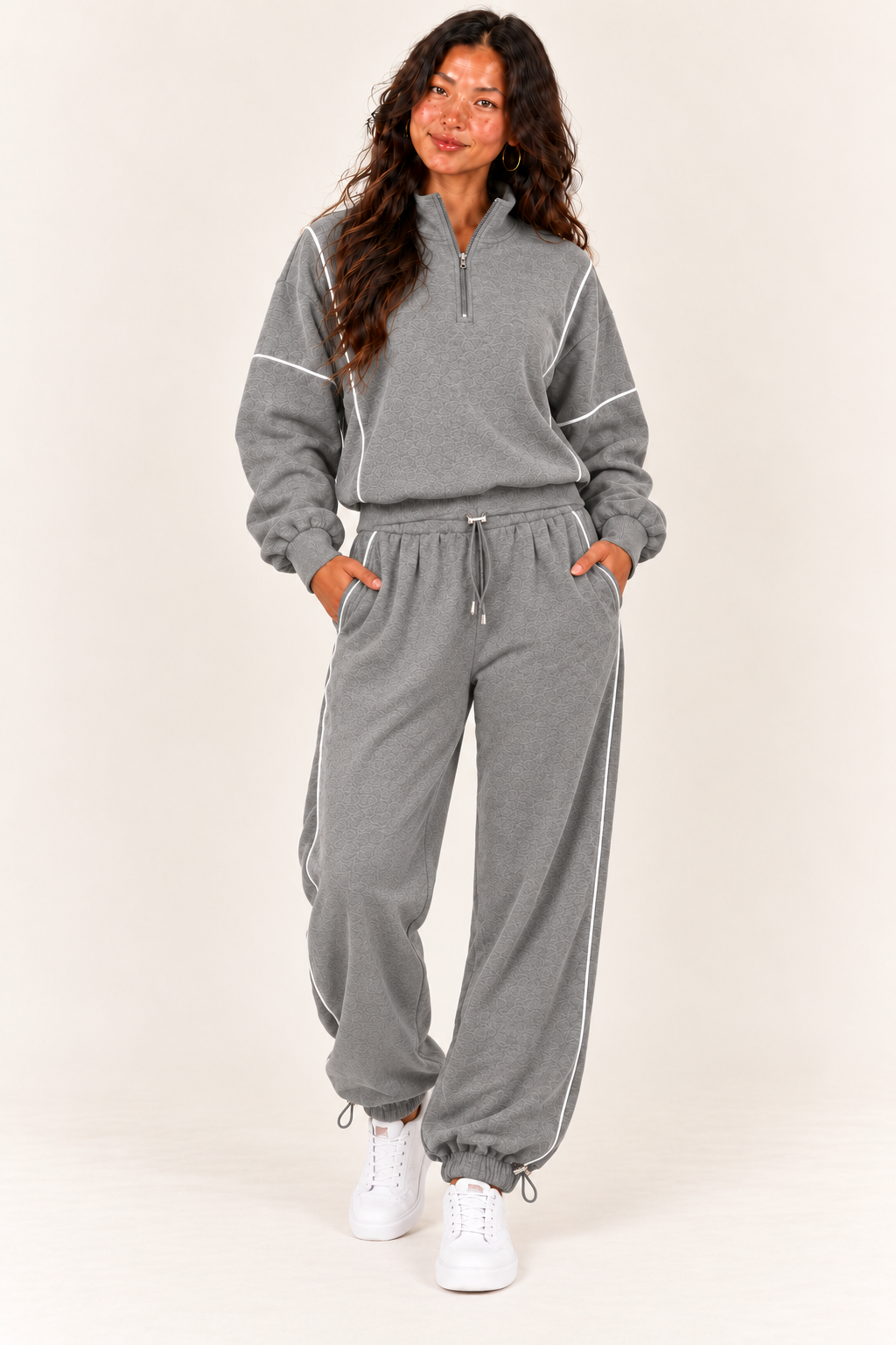 Women’s Oversized Quarter-Zip Two-Piece Set.