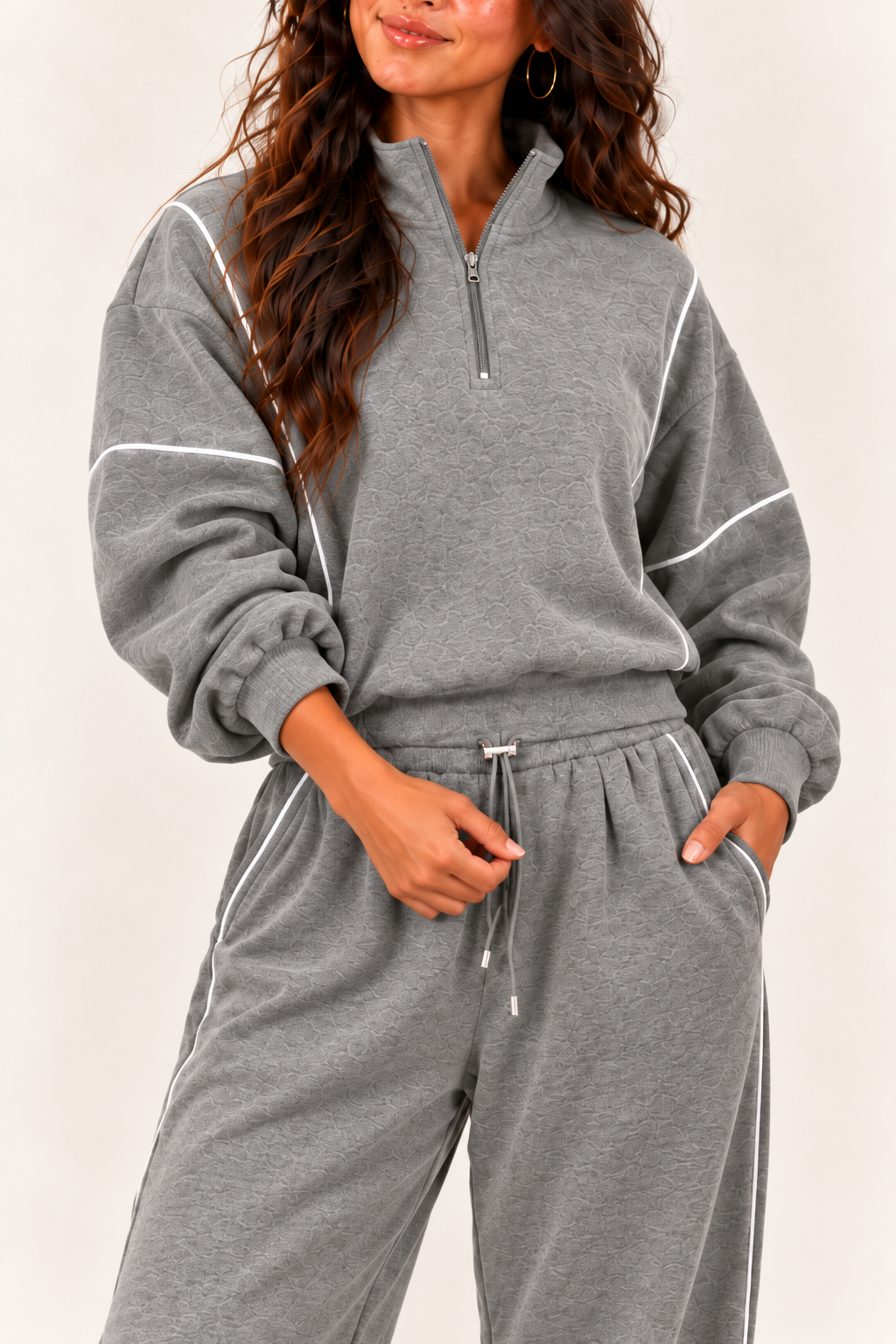 Women’s Oversized Quarter-Zip Two-Piece Set.