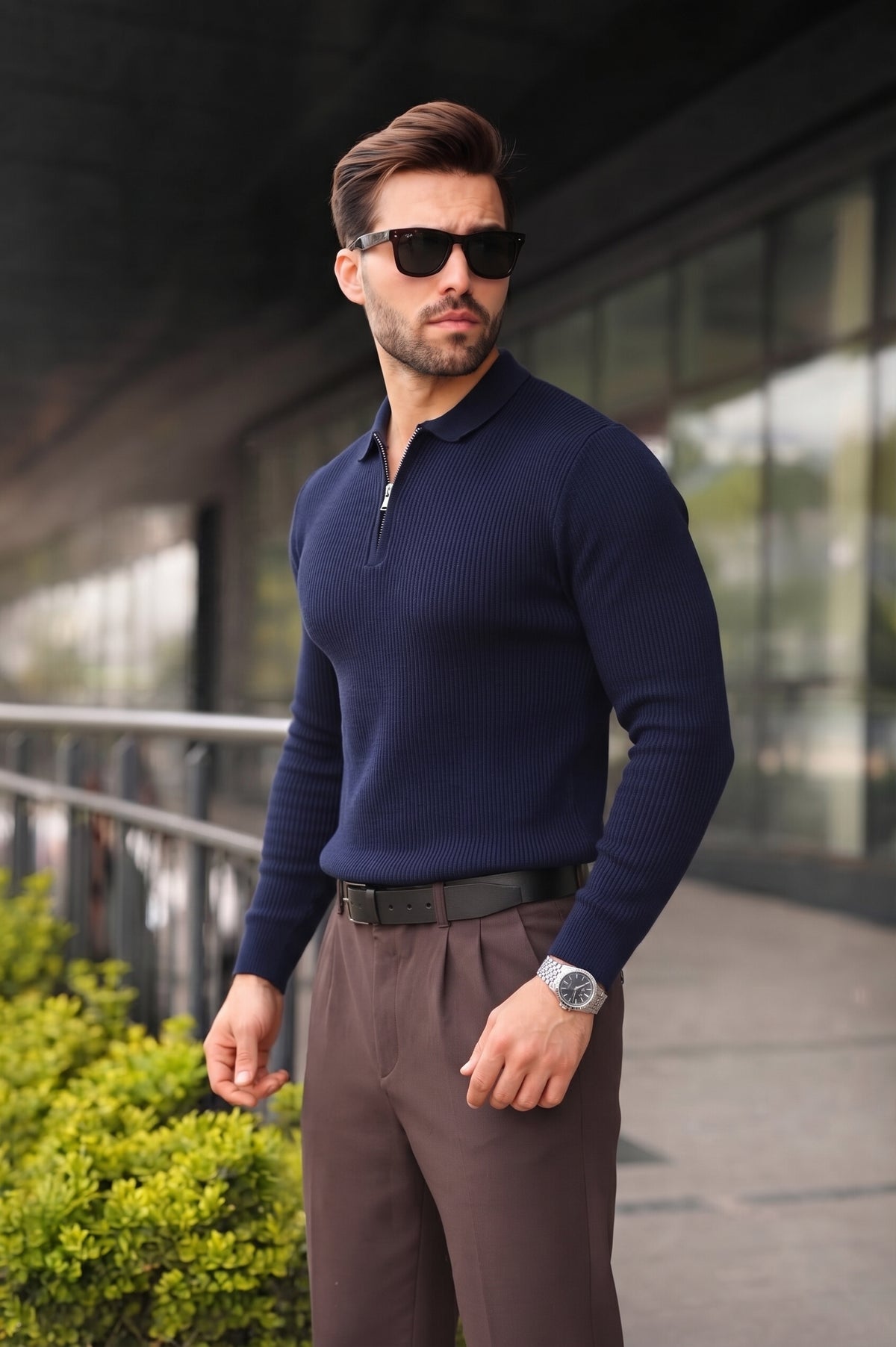Men’s Long-Sleeve Quarter-Zip Knit Sweater