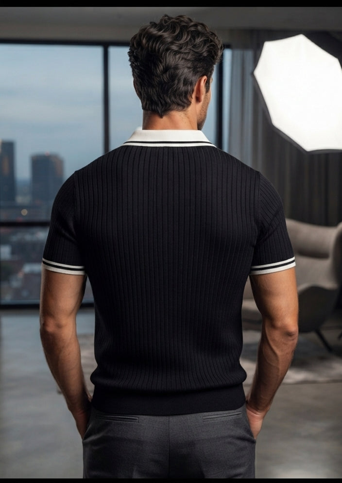 Men’s Ribbed Quarter-Zip Polo Sweater