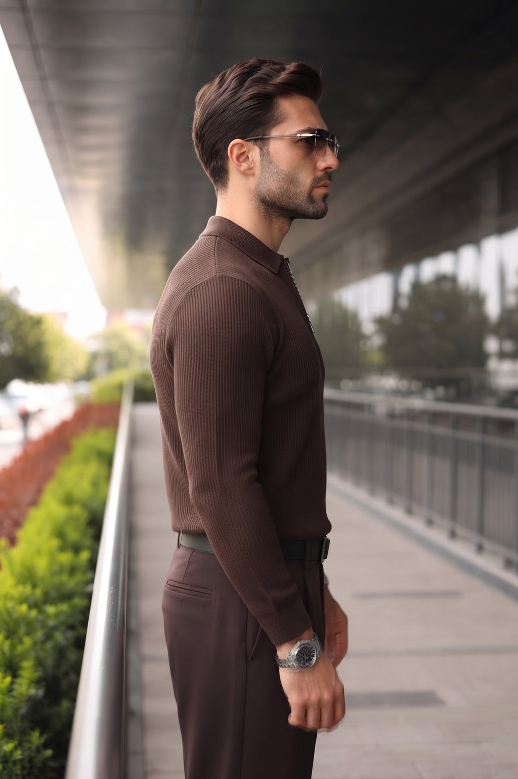 Men’s Long-Sleeve Quarter-Zip Knit Sweater
