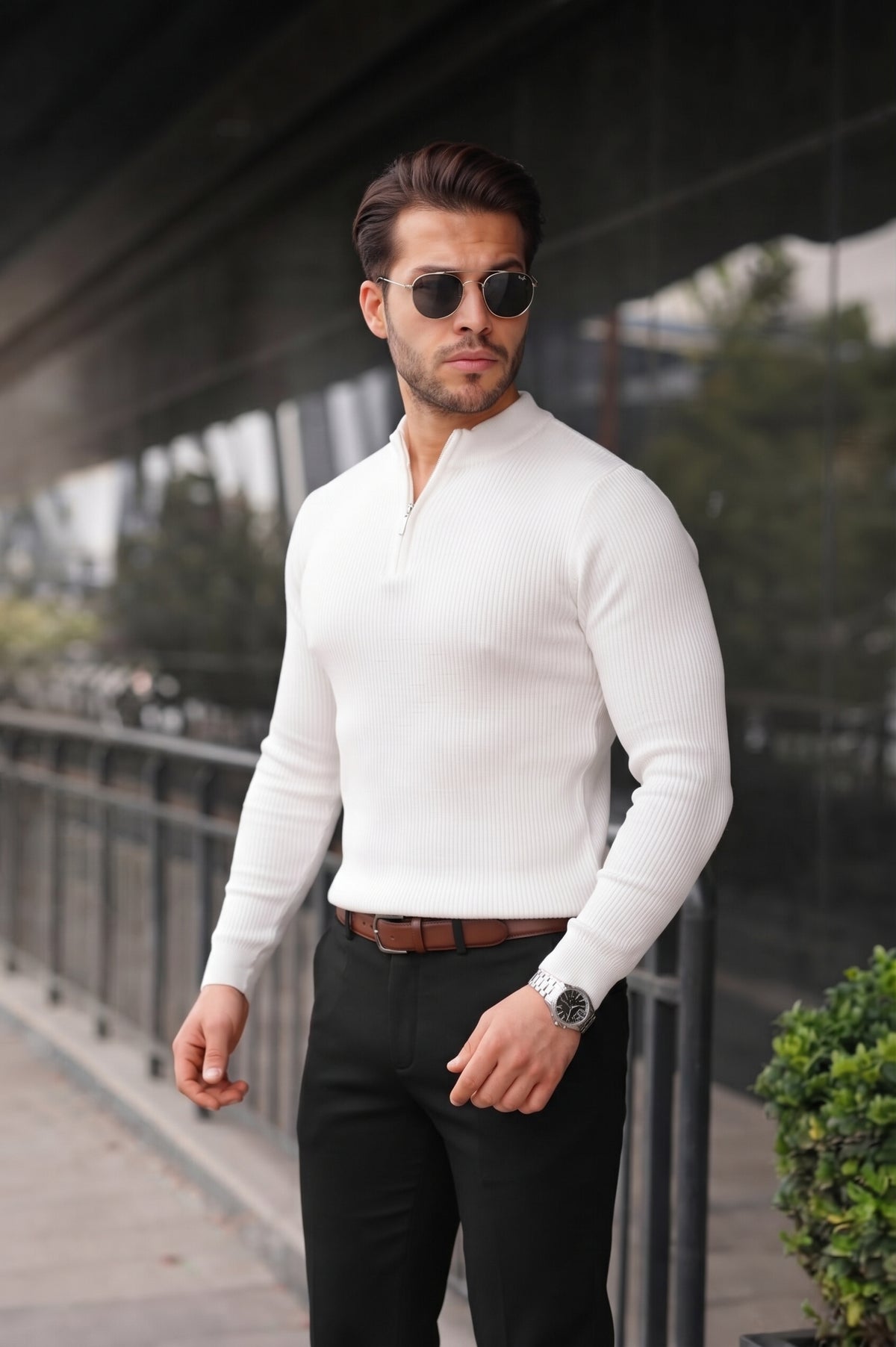 Men’s Long-Sleeve Quarter-Zip Knit Sweater