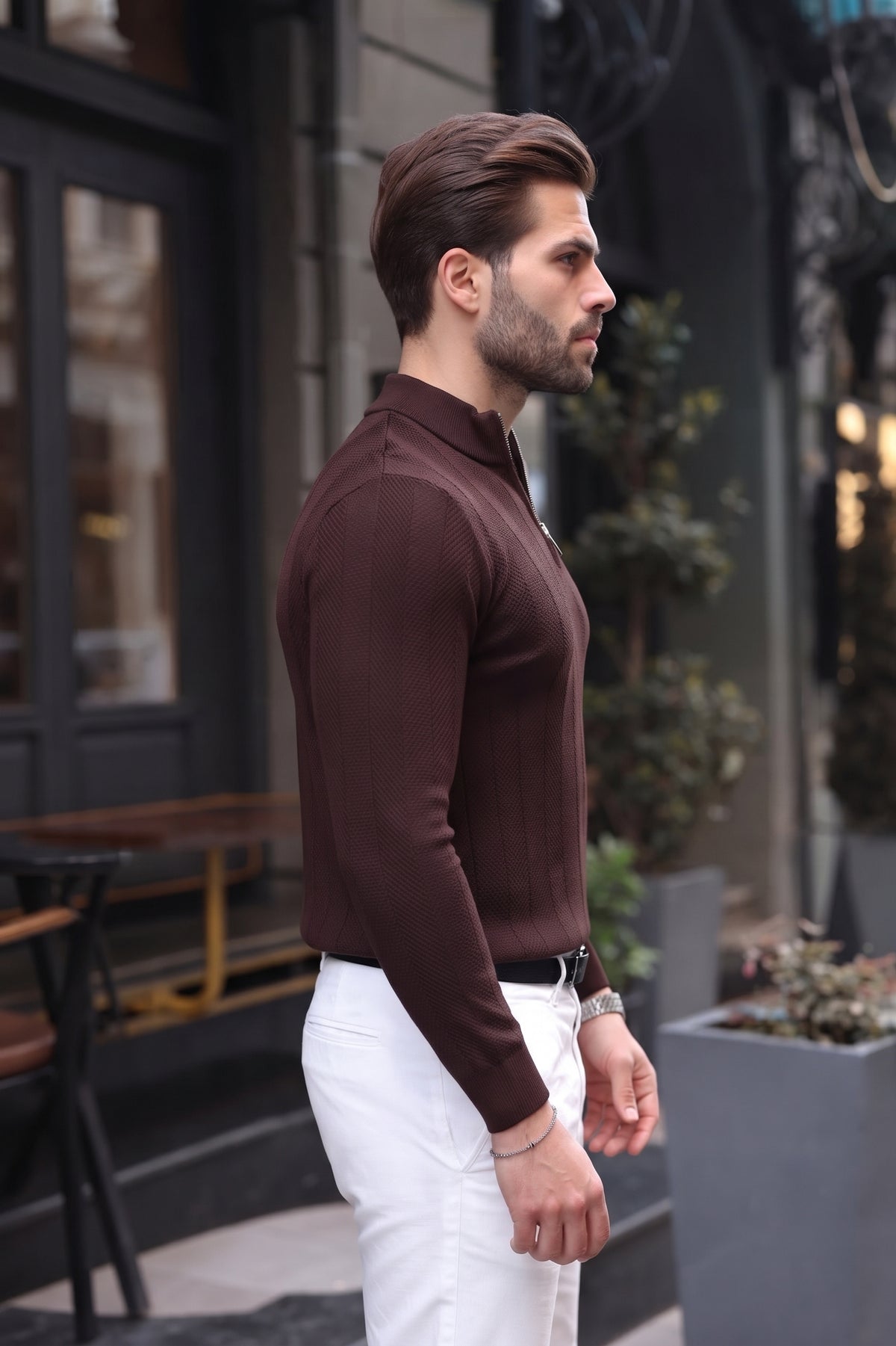 Men’s Long-Sleeve Quarter-Zip Knit Sweater