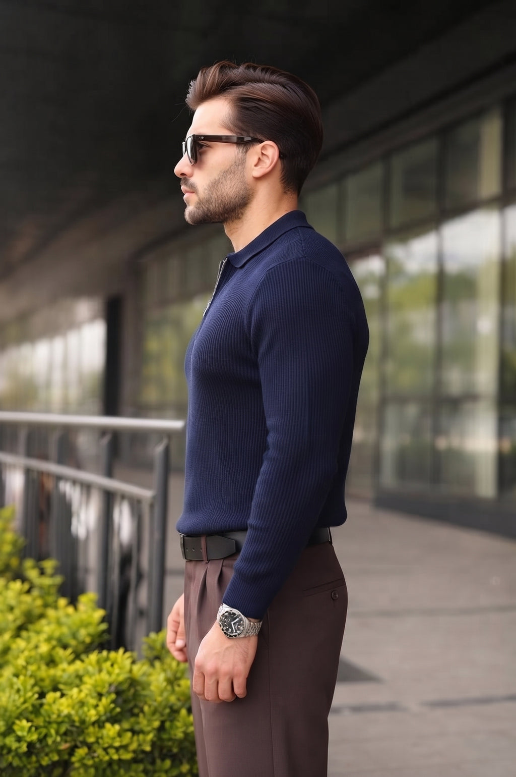 Men’s Long-Sleeve Quarter-Zip Knit Sweater