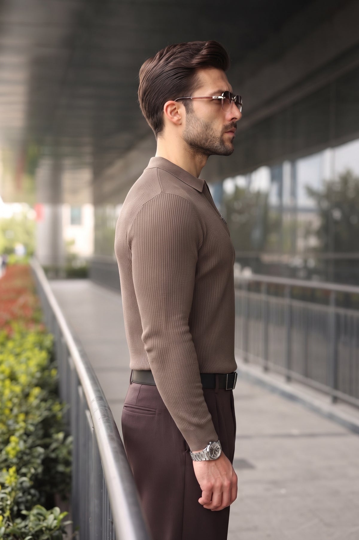 Men’s Long-Sleeve Quarter-Zip Knit Sweater