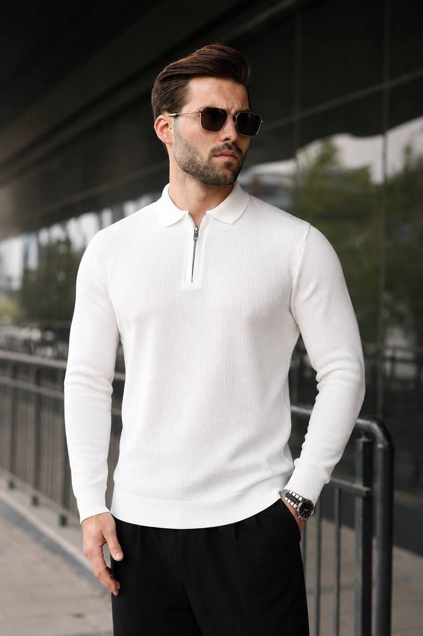 Men’s Long-Sleeve Quarter-Zip Knit Sweater