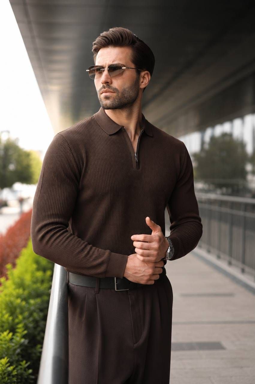 Men’s Long-Sleeve Quarter-Zip Knit Sweater